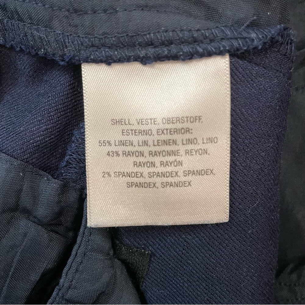 ANTHROPOLOGIE ELEVENSES Navy Blue Linen Wide Leg Trouser - Picture 8 of 12